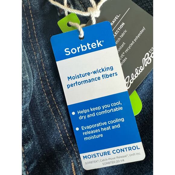 NWT Eddie Bauer Men's Voyager Flex 2.0 Dark Blue Jeans Slim Straight Fit 33x30 - Picture 10 of 14